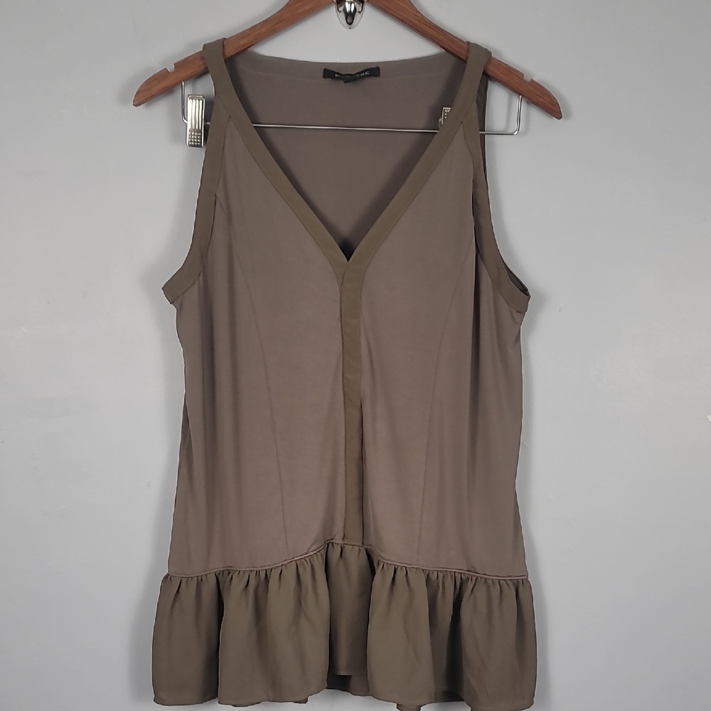 Banana Republic Mocha Brown Ruffled Peplum Sleeveless Tank Top